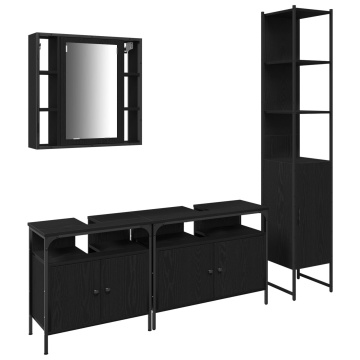 Set mobilier baie 4 piese Stejar negru Lemn prelucrat - Img 2