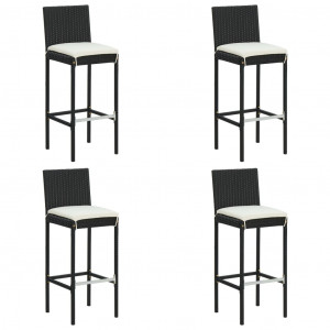 Set mobilier bar de exterior cu perne, 5 piese, negru, poliratan - Img 2