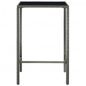 Set mobilier bar de grădină, cu perne, 3 piese, gri, poliratan - Img 3