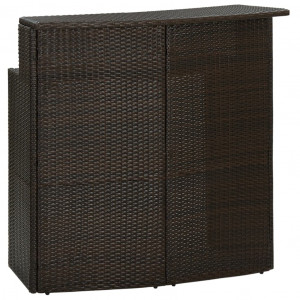 Set mobilier bar de grădină cu perne, 3 piese, maro - Img 8