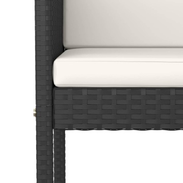 Set mobilier bar de grădină cu perne, 3 piese, negru, poliratan - Img 8
