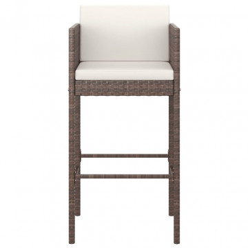 Set mobilier bar de grădină cu perne, 5 piese, maro, poliratan - Img 4