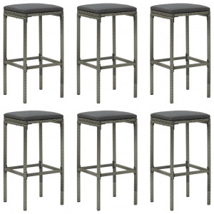 Set mobilier bar de grădină cu perne, 7 piese, gri, poliratan - Img 8