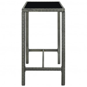 Set mobilier bar de grădină cu perne, 9 piese, gri, poliratan - Img 4
