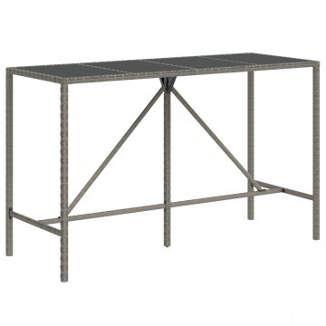 Set mobilier bar de grădină, cu perne, 9 piese, gri, poliratan - Img 4