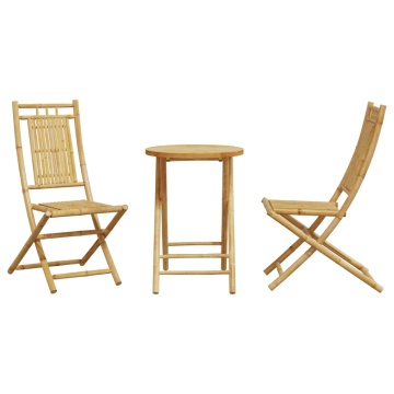 Set mobilier bistro, 3 piese, bambus - Img 4