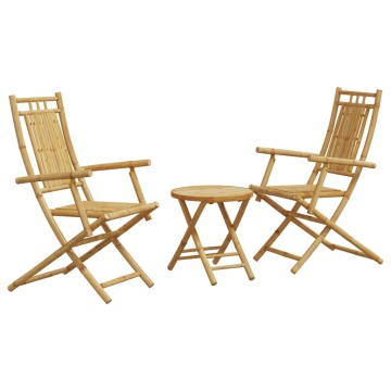 Set mobilier bistro, 3 piese, bambus - Img 2
