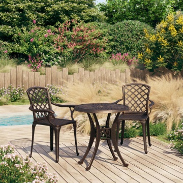 Set mobilier bistro, 3 piese, bronz, aluminiu turnat - Img 1