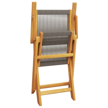 Set mobilier bistro, 3 piese, gri, polipropilenă și lemn masiv - Img 7