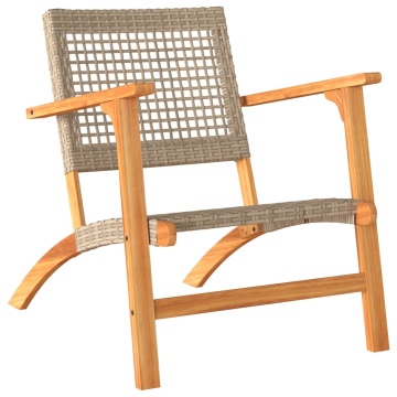 Set mobilier bistro, 3 piese, poliratan bej/lemn de acacia - Img 4