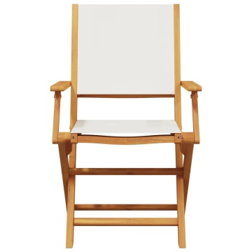 Set mobilier bistro, 3 piese, textil alb crem/lemn masiv - Img 4