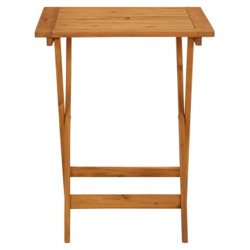 Set mobilier bistro, 3 piese, textil alb crem/lemn masiv - Img 5