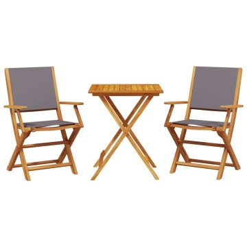 Set mobilier bistro, 3 piese, textil antracit/lemn masiv - Img 2
