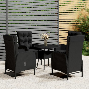 Set mobilier bistro de grădină, 5 piese, negru, poliratan - Img 1