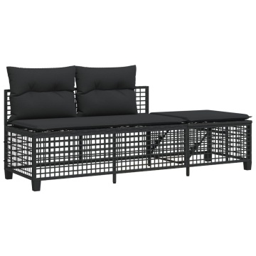 Set mobilier colțar de grădină cu perne 3 piese negru poliratan - Img 5