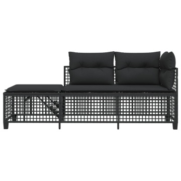 Set mobilier colțar de grădină cu perne 3 piese negru poliratan - Img 8