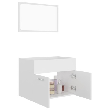 Set mobilier de baie, 2 piese, alb, PAL - Img 4