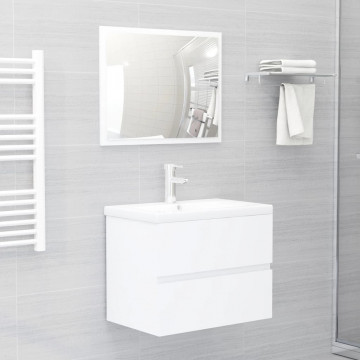 Set mobilier de baie, 2 piese, alb, PAL - Img 1