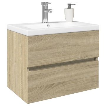 Set mobilier de baie, 2 piese, ceramică și lemn prelucrat - Img 3