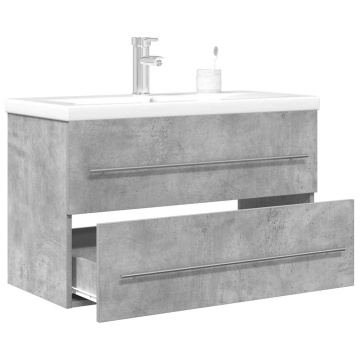 Set mobilier de baie, 2 piese, gri beton, lemn compozit - Img 1