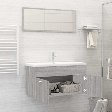 Set mobilier de baie, 2 piese, gri sonoma, lemn prelucrat - Img 3