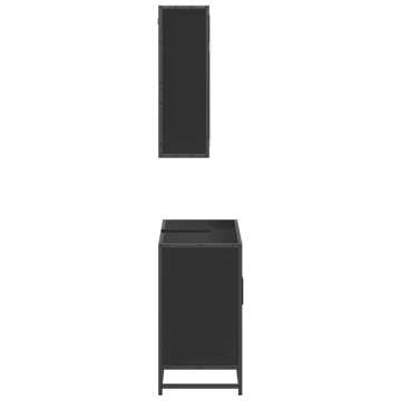 Set mobilier de baie, 2 piese, negru, lemn compozit - Img 5