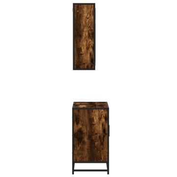 Set mobilier de baie, 2 piese, stejar fumuriu, lemn prelucrat - Img 5