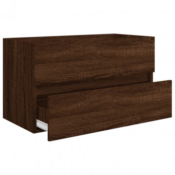Set mobilier de baie, 2 piese, stejar maro, lemn prelucrat - Img 7