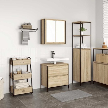 Set mobilier de baie, 2 piese, stejar sonoma, lemn prelucrat - Img 1