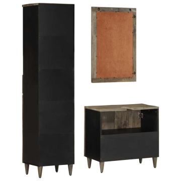 Set mobilier de baie, 3 piese, lemn masiv de mango - Img 6