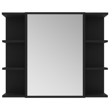 Set mobilier de baie, 3 piese, negru, lemn prelucrat - Img 5