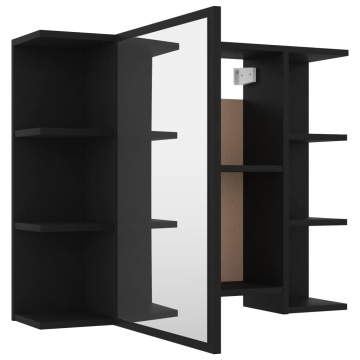 Set mobilier de baie, 3 piese, negru, lemn prelucrat - Img 8