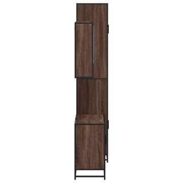 Set mobilier de baie, 3 piese, stejar maro, lemn prelucrat - Img 5