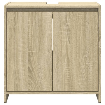 Set mobilier de baie, 3 piese, stejar sonoma, lemn prelucrat - Img 7