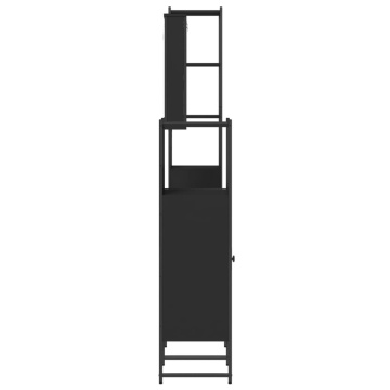 Set mobilier de baie, 4 piese, negru, lemn prelucrat - Img 6