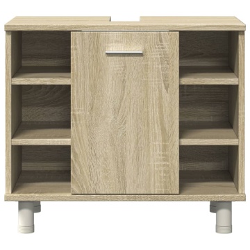 Set mobilier de baie, 4 piese, stejar sonoma, lemn prelucrat - Img 8