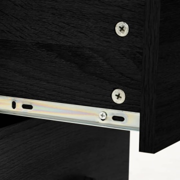 Set mobilier de baie, 5 piese, negru, lemn prelucrat - Img 5