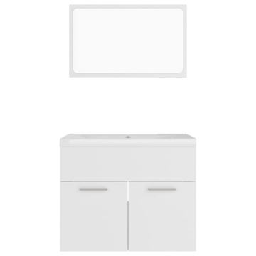 Set mobilier de baie, alb, lemn prelucrat - Img 5