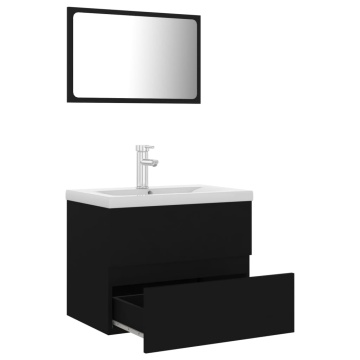 Set mobilier de baie, negru, lemn prelucrat - Img 3