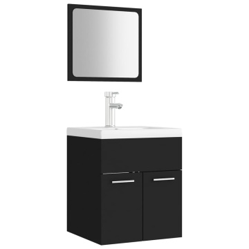 Set mobilier de baie, negru, lemn prelucrat - Img 2