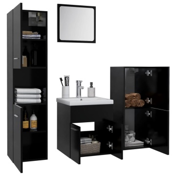 Set mobilier de baie, negru, lemn prelucrat - Img 3