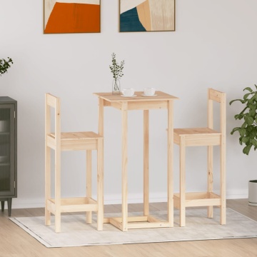Set mobilier de bar, 3 piese, lemn masiv de pin - Img 1