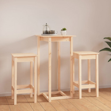 Set mobilier de bar, 3 piese, lemn masiv de pin - Img 3