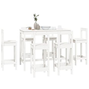 Set mobilier de bar, 7 piese, alb, lemn masiv de pin - Img 6