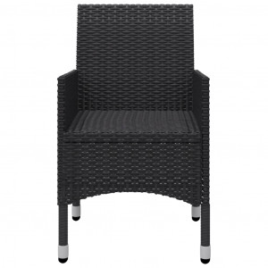 Set mobilier de bistro, 3 piese, negru, poliratan și sticlă - Img 5