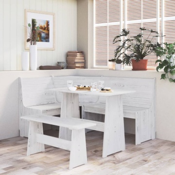 Set mobilier de bucătărie, 3 piese, alb, lemn masiv de pin - Img 1