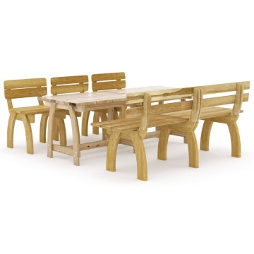 Set mobilier de exterior, 5 piese, lemn de pin tratat - Img 2