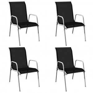 Set mobilier de exterior, 5 piese, negru, oțel - Img 8