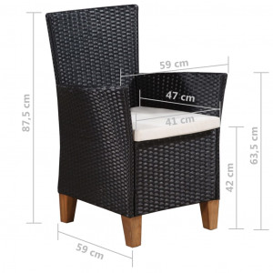 Set mobilier de exterior, 5 piese, negru și maro, poliratan - Img 6