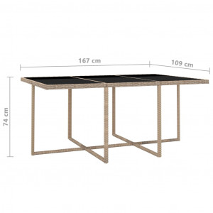 Set mobilier de exterior cu perne, 11 piese, bej, poliratan - Img 7